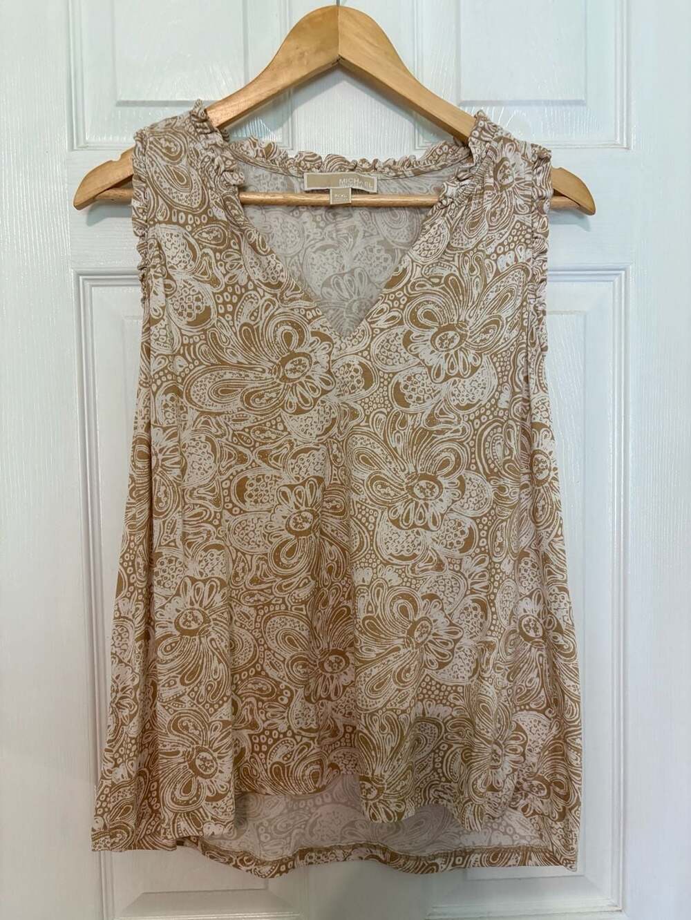 GUC Micheal Michael Kors Sleeveless Paisley Ruffle Trim Top P/XL